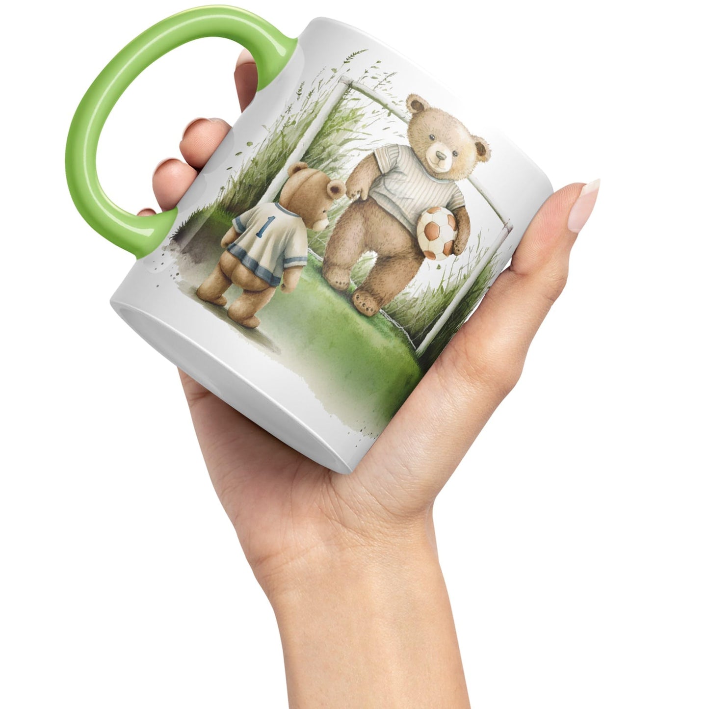 Vixar Teddy Bear Football Father and Son Ceramic Mug Coloured Mug Cup Gift Birthday Work Office Tea Coffee