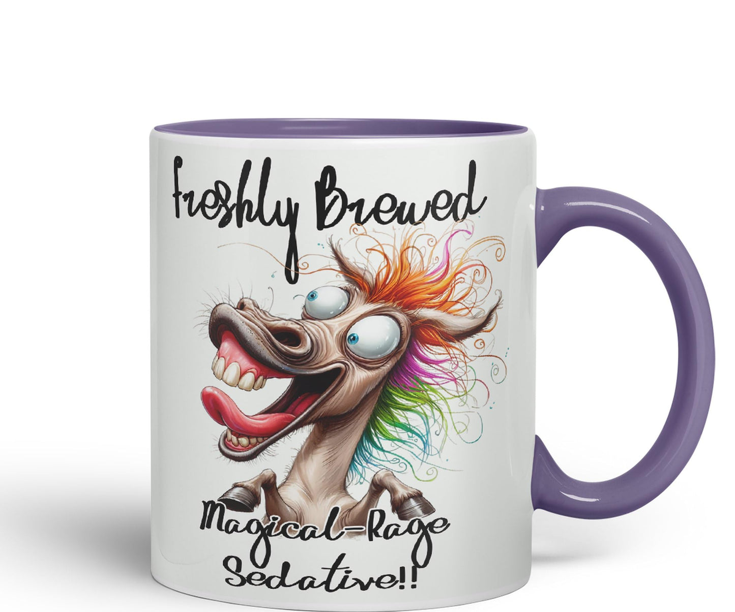 Fresh Brewed, Magical-Rage Sedalive!! Horse Joke sarkasm Sarcastic Ceramic Coloured Mug Cup for Tea Coffee Hot Brew 330ml 11Oz Gift