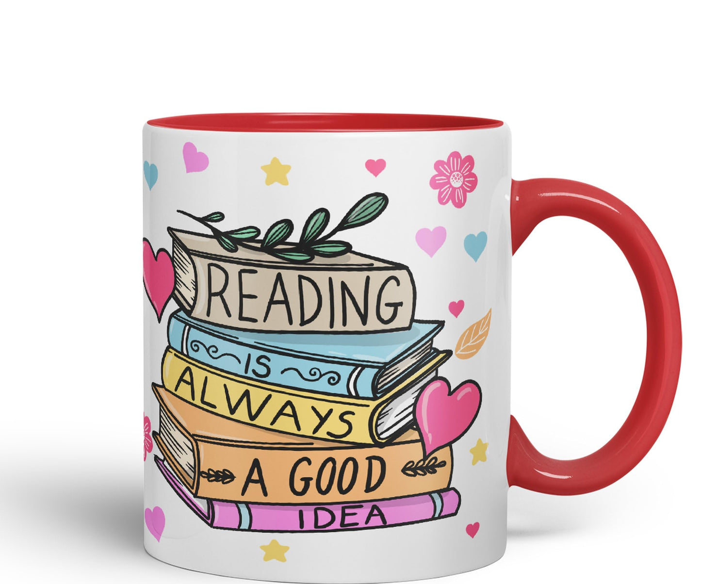 Vixar Reading is Always a Good Idea Book Reader Gift Presents Coloured Ceramic Mug Cup Gift 330ml 11oz Work Office Tea Coffee