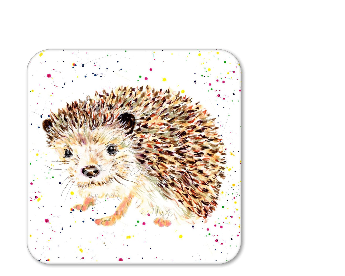 Coaster Hedgehog British Wildlife Hand Painted Animals Coasters Watercolour Art Gift Work Office Dining Tea coffee