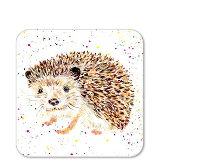 Coaster Hedgehog British Wildlife Hand Painted Animals Coasters Watercolour Art Gift Work Office Dining Tea coffee