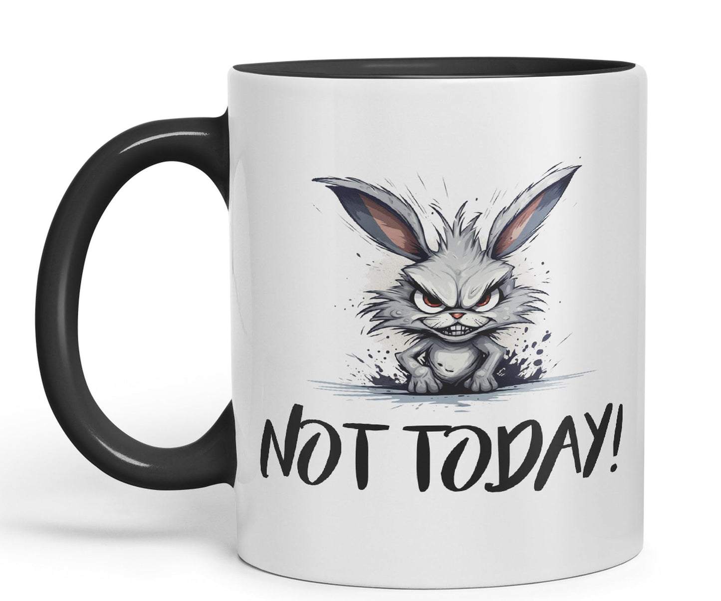 Not Today! Hunry Bunny Hare Joke sarkasm Sarcastic Ceramic Coloured Mug Cup for Tea Coffee Hot Brew 330ml 11Oz Gift