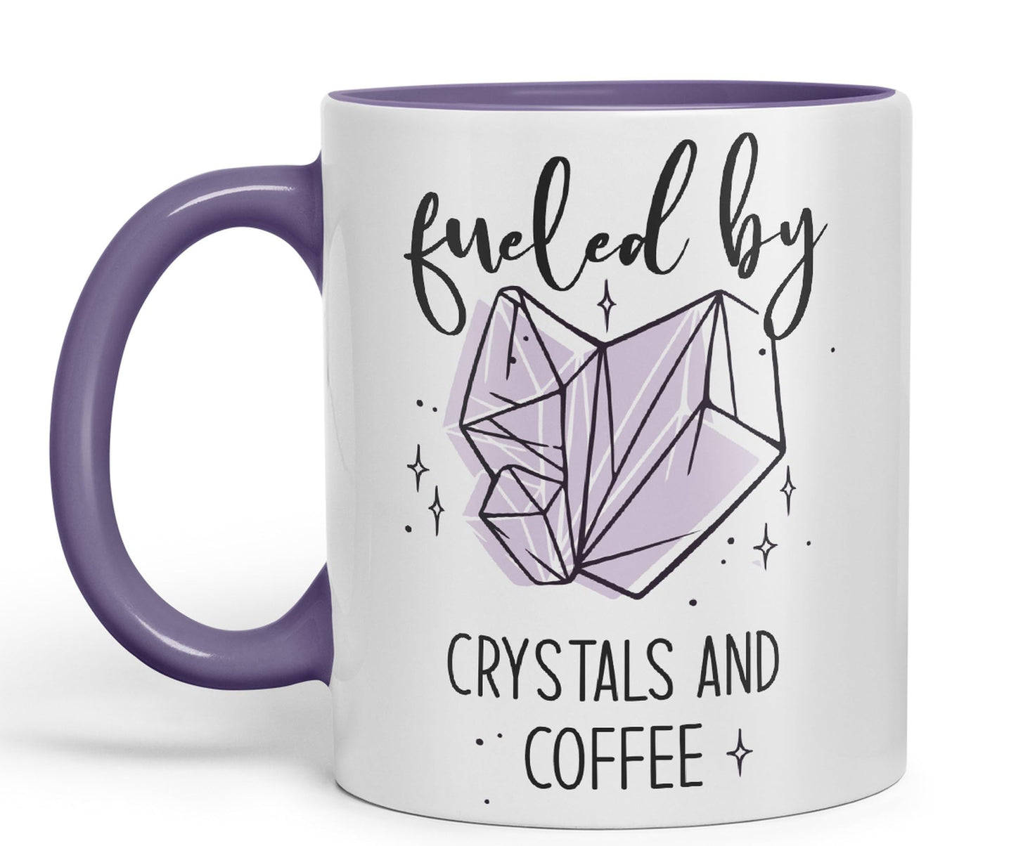 Fueled by Crystals Sugar and Coffee Sarcastic Joke Ceramic Coloured Mug Cup for Tea Coffee Hot Brew 330ml 11Oz