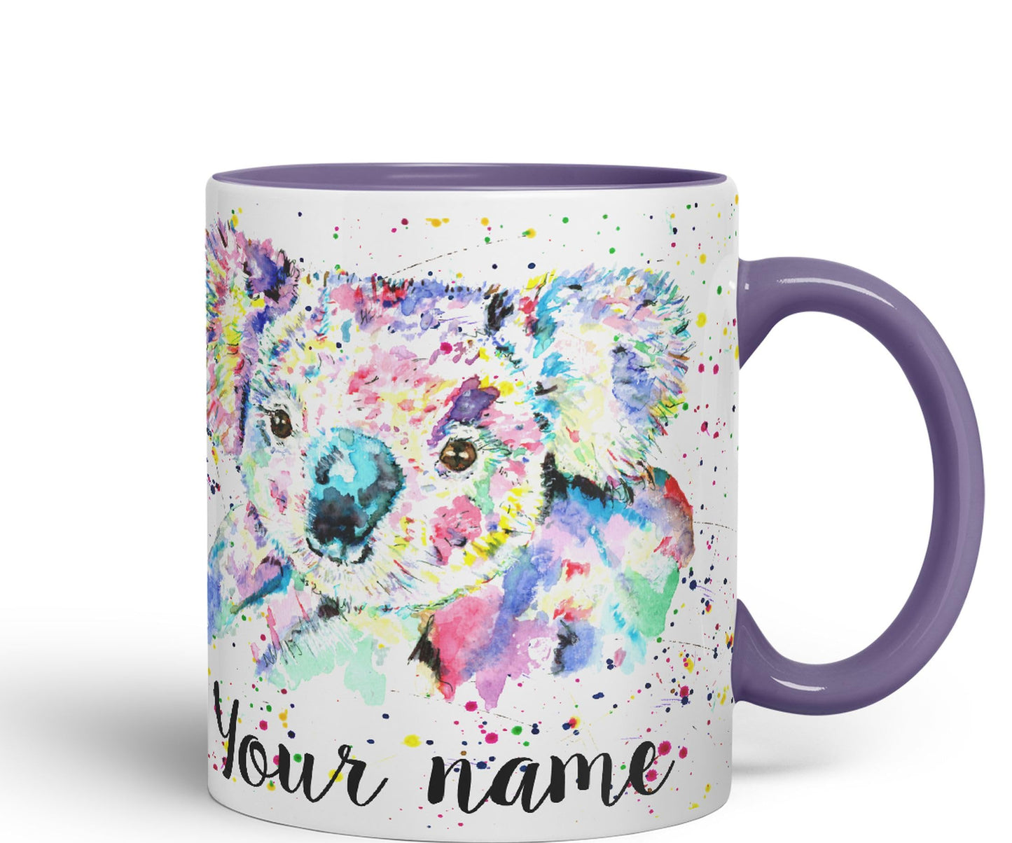 Vixar Personalised with Your Text Koala Bear Animals Watercolour Art Coloured Ceramic Mug Cup Gift 330ml 11oz Custom Work Office Tea Coffee