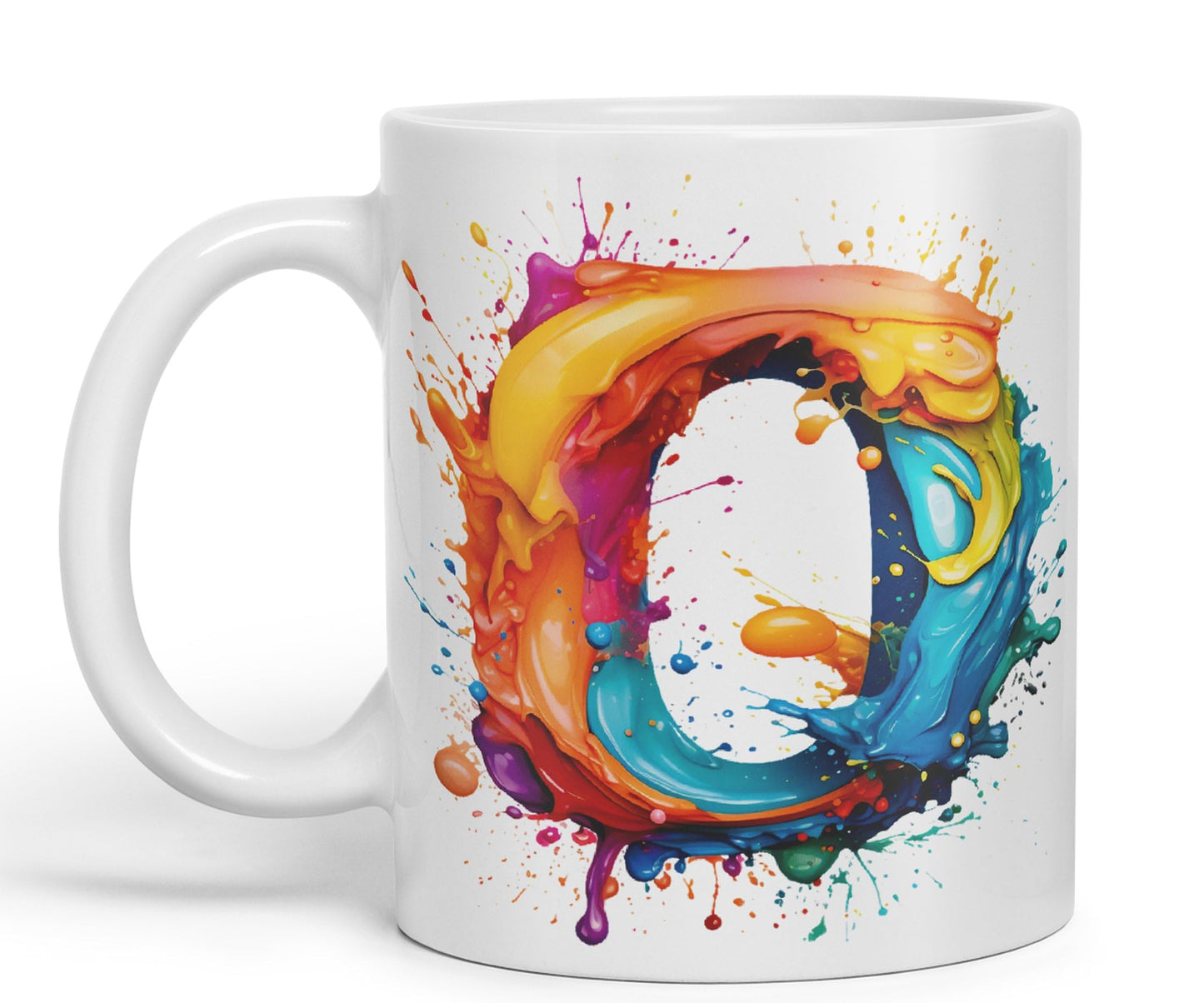 Letter O mug, Alphabet Letter O Monogram watercolour Ceramic Coloured Mug Cup for Tea Coffee Hot brew 330ml 11Oz Gift