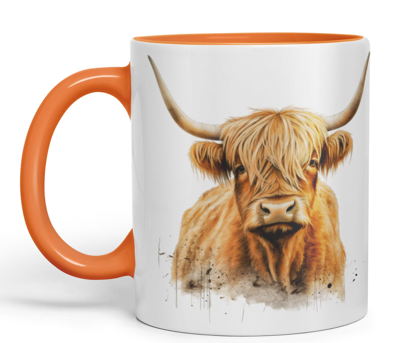 Vixar Highland Cow Scottish Farm Animals Watercolour Art Coloured 330 ml Mug Cup Gift Birthday Work Office Tea Coffee (hc5)