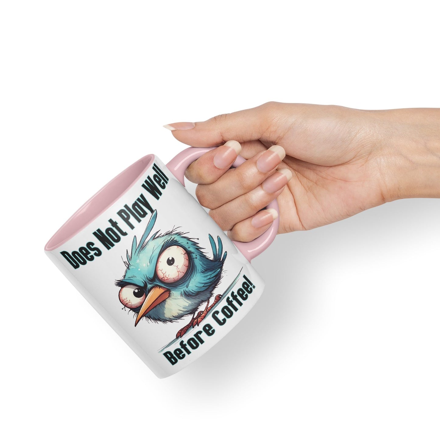 Does Not Play Well Before Coffee! Birdjoke sarkasm Sarcastic Ceramic Coloured Mug Cup for Tea Coffee Hot Brew 330ml 11Oz Gift