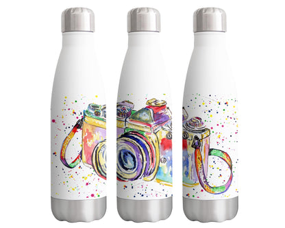 Vixar Camera photohraph gift Watercolour Bottle double Wall insulated Stainless steel sport Drinks 500ml