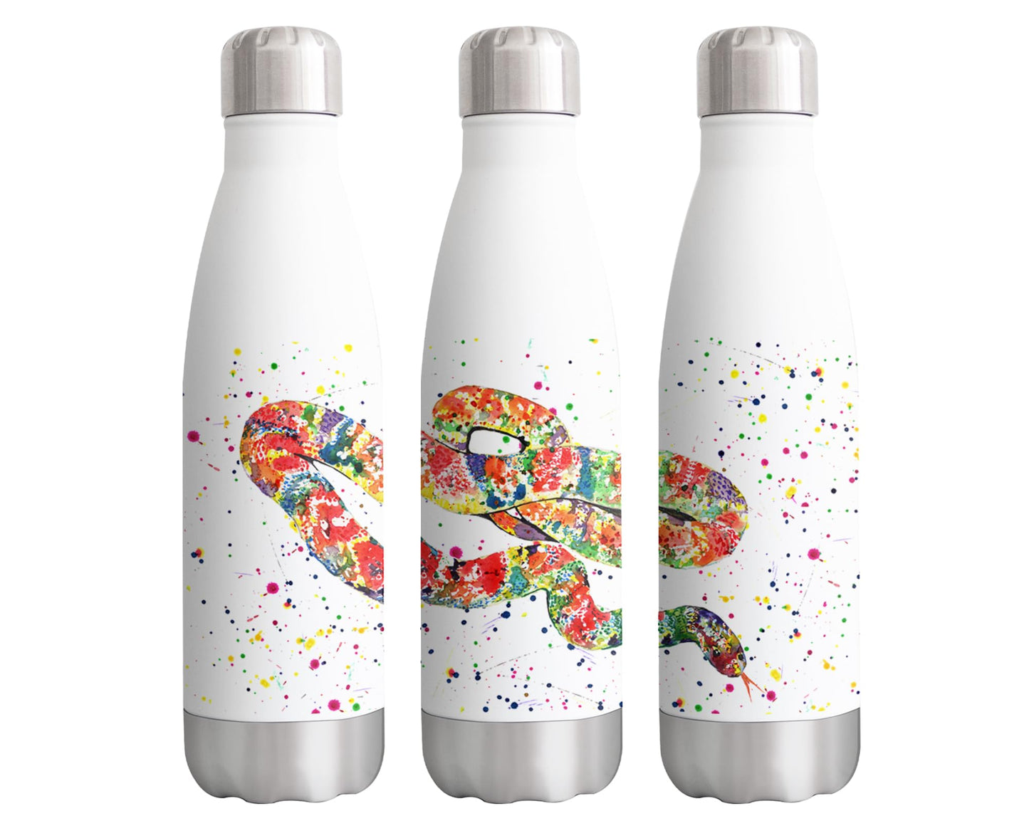 Vixar Snake Animals Watercolour Bottle double Wall insulated Stainless steel sport Drinks 500ml