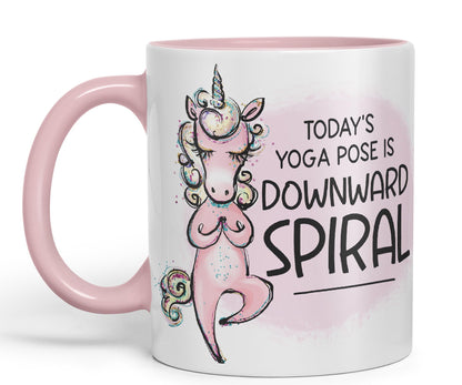 Today's Yoga Pose is Downward Spiral Unicorn Sarcastic Joke Ceramic Coloured Mug Cup for Tea Coffee Hot Brew 330ml 11 Oz Gift