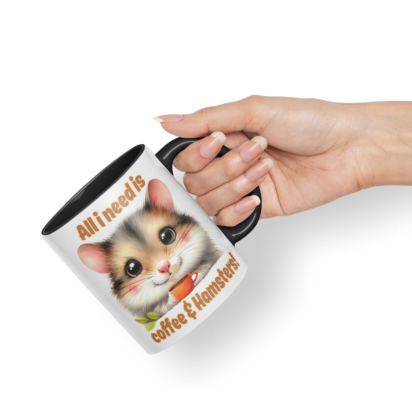 All I Needs is Coffee & Hamster Joke sarkasm Sarcastic Ceramic Coloured Mug Cup for Tea Coffee Hot Brew 330ml 11Oz Gift