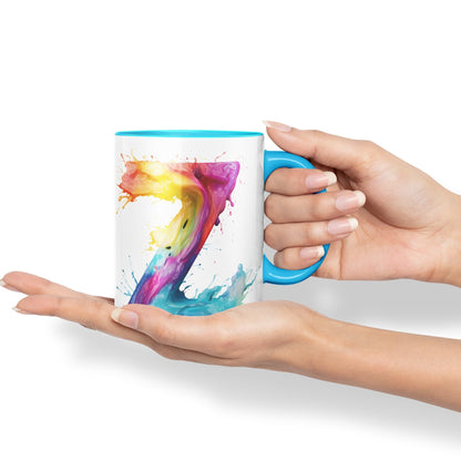 Letter Z mug, Alphabet Letter Z Monogram watercolour Ceramic Coloured Mug Cup for Tea Coffee Hot brew 330ml 11Oz Gift