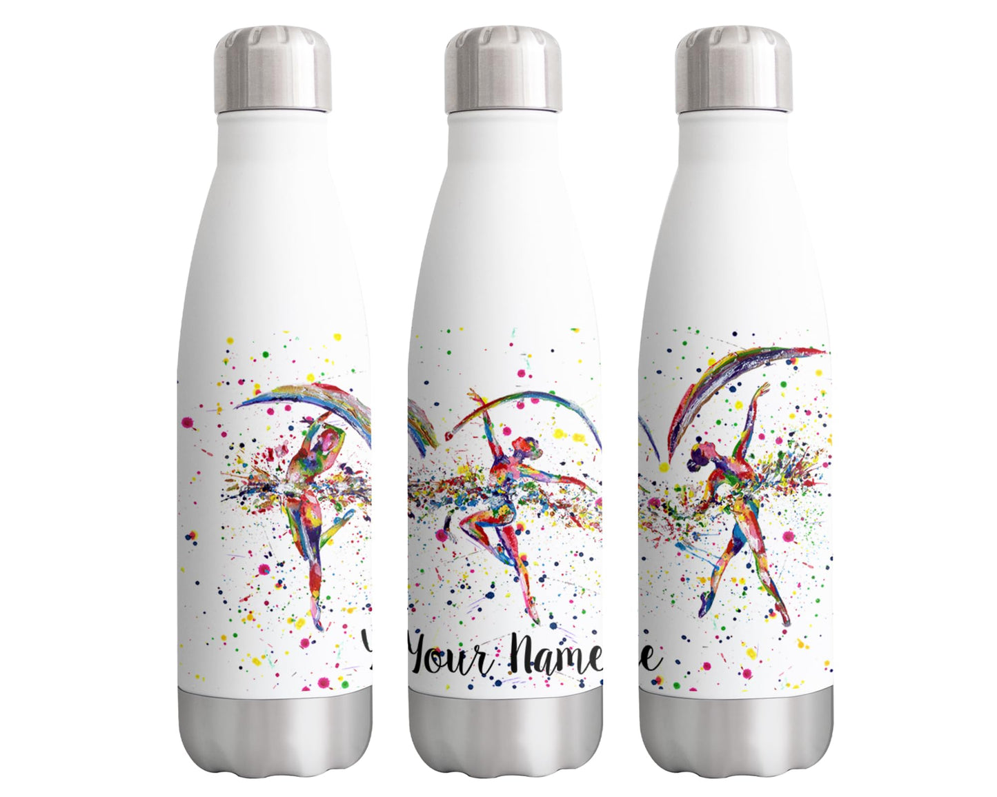 Vixar Dancer Personalised Custom Bottle with your Text/name Watercolour dance Ballet Bottle double Wall insulated Stainless steel sport Drinks 500ml