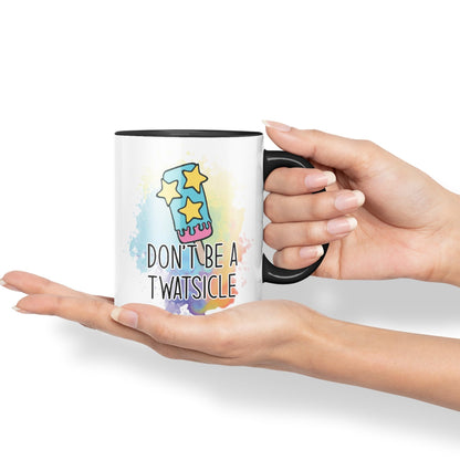 Don't be a Twatsicle Ice Sarcastic Joke Ceramic Coloured Mug Cup for Tea Coffee Hot Brew 330ml 11Oz