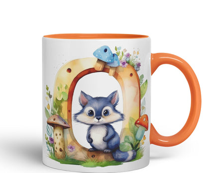 Letter O mug, Animals Alphabet Letter O Monogram animal for kids Ceramic Coloured Mug Cup for Tea Coffee Hot brew 330ml 11Oz Gift