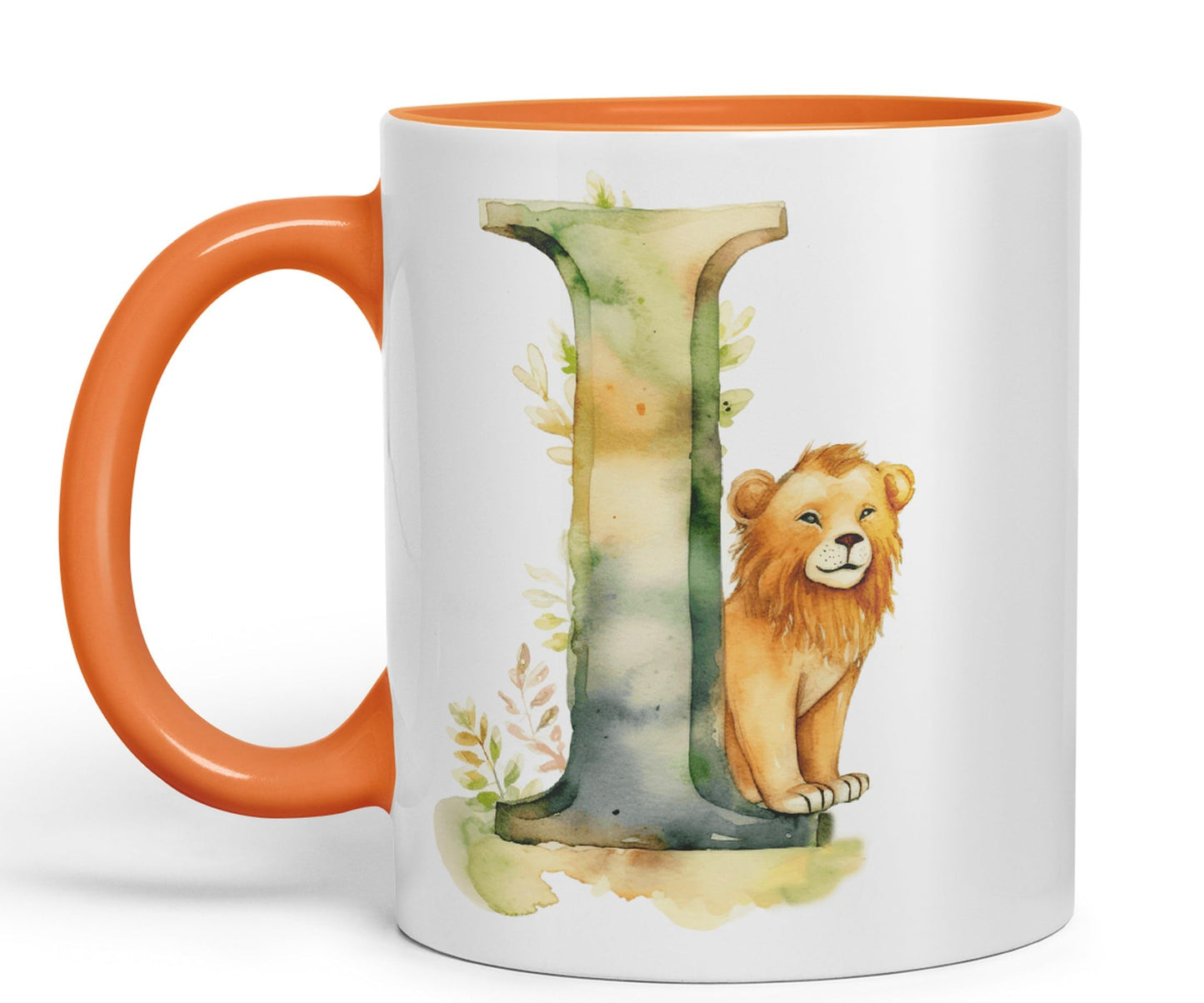 Letter I mug, Animals Alphabet Letter I Monogram animal for kids Ceramic Coloured Mug Cup for Tea Coffee Hot brew 330ml 11Oz Gift