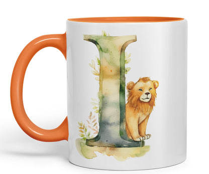 Letter I mug, Animals Alphabet Letter I Monogram animal for kids Ceramic Coloured Mug Cup for Tea Coffee Hot brew 330ml 11Oz Gift