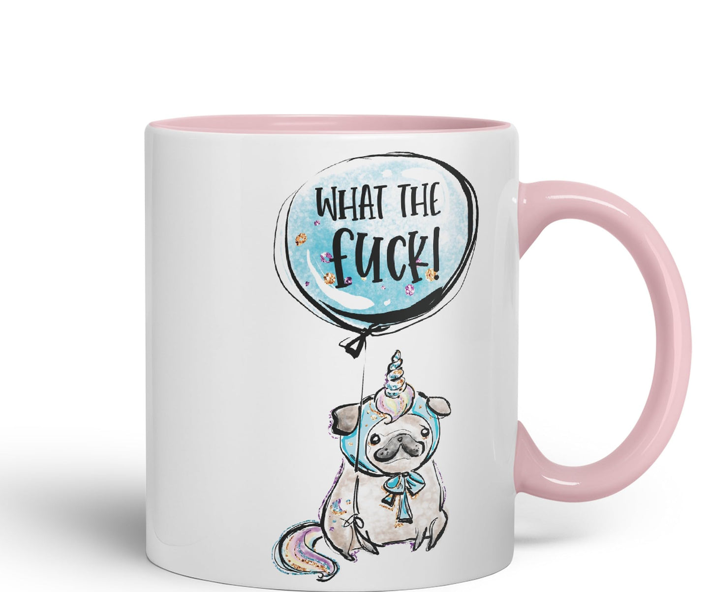 What The f…. Dog Unicorn Sarcastic Joke Gift Ceramic Coloured Mug Cup for Tea Coffee Hot Brew 330ml 11Oz