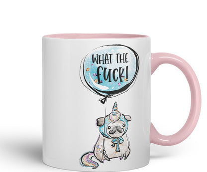 What The f…. Dog Unicorn Sarcastic Joke Gift Ceramic Coloured Mug Cup for Tea Coffee Hot Brew 330ml 11Oz