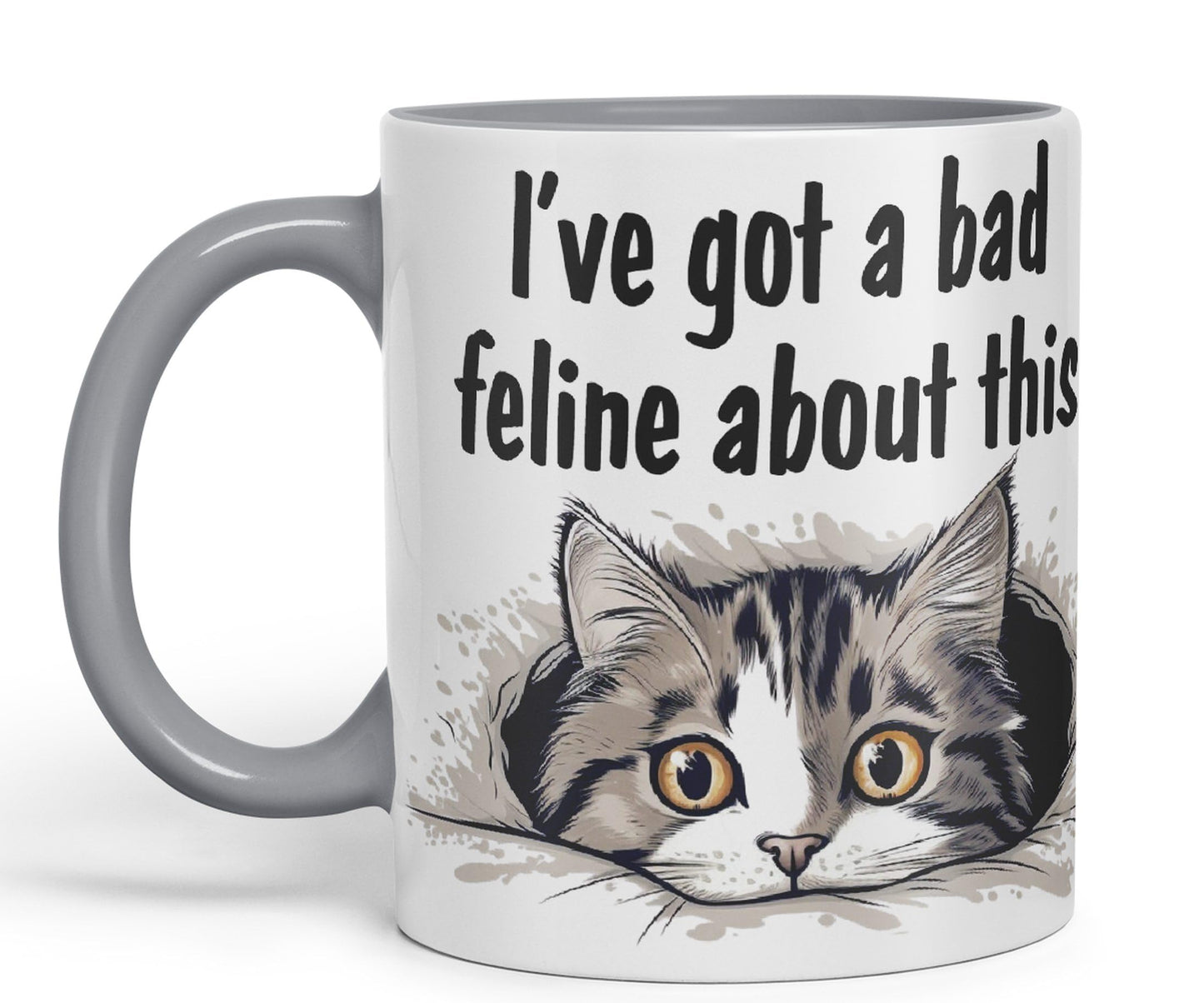 I've got a Bad Feline obout This cat Kitten Joke sarkasm Sarcastic Ceramic Coloured Mug Cup for Tea Coffee Hot Brew 330ml 11Oz Gift