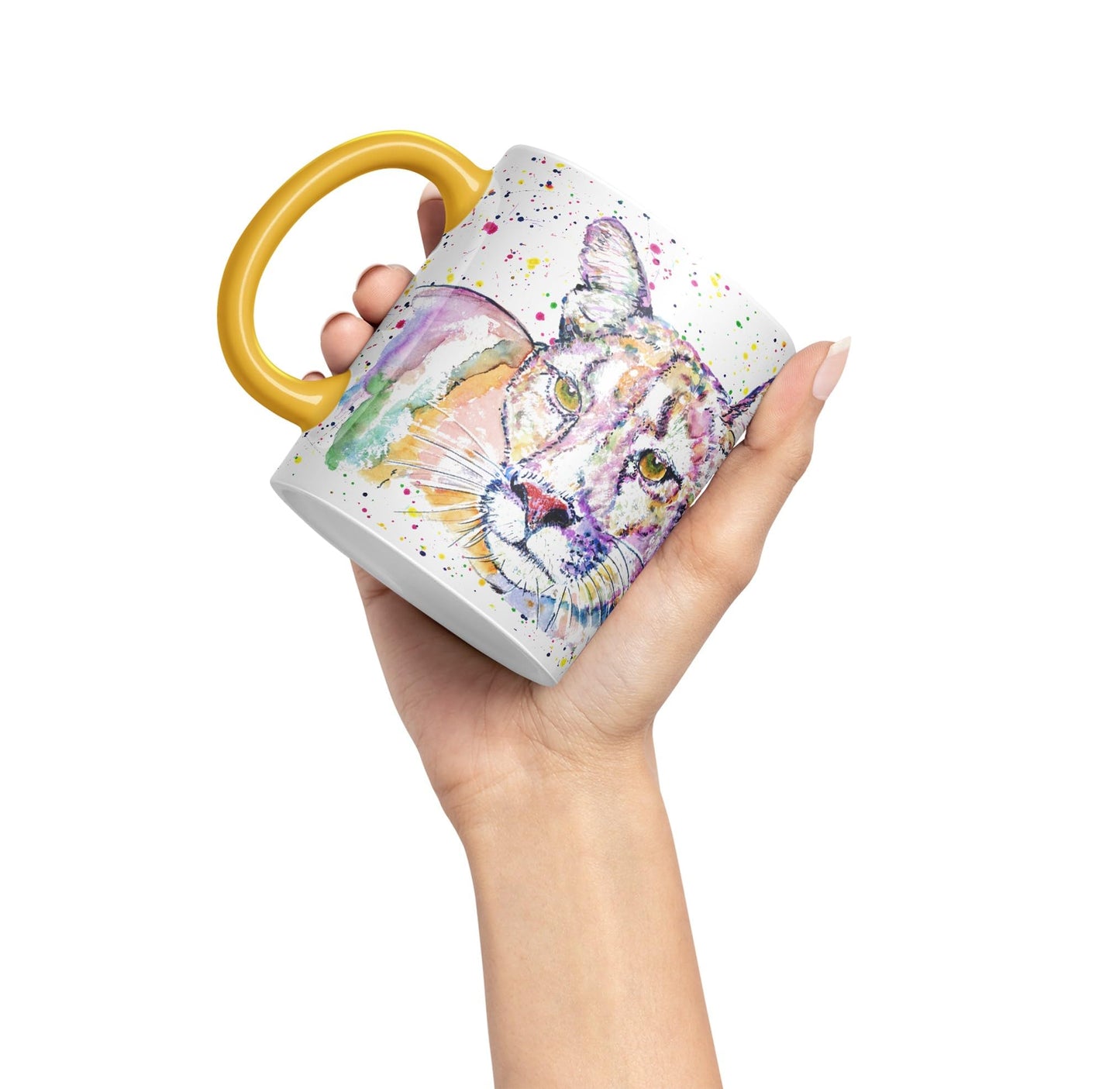 Vixar Cougar Big Cat Animals Watercolour Art Coloured 330 ml Mug Cup Gift Birthday Work Office Tea Coffee