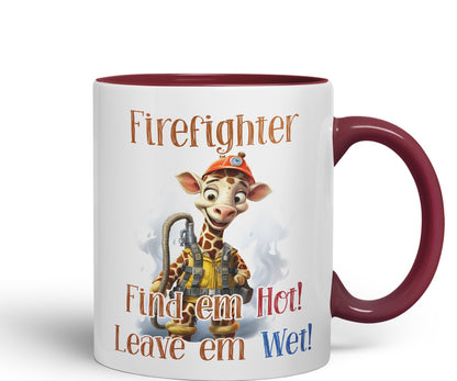 Firefighter Find em Hot! Leave em Wet! Joke sarkasm Sarcastic Ceramic Coloured Mug Cup for Tea Coffee Hot Brew 330ml 11Oz Gift