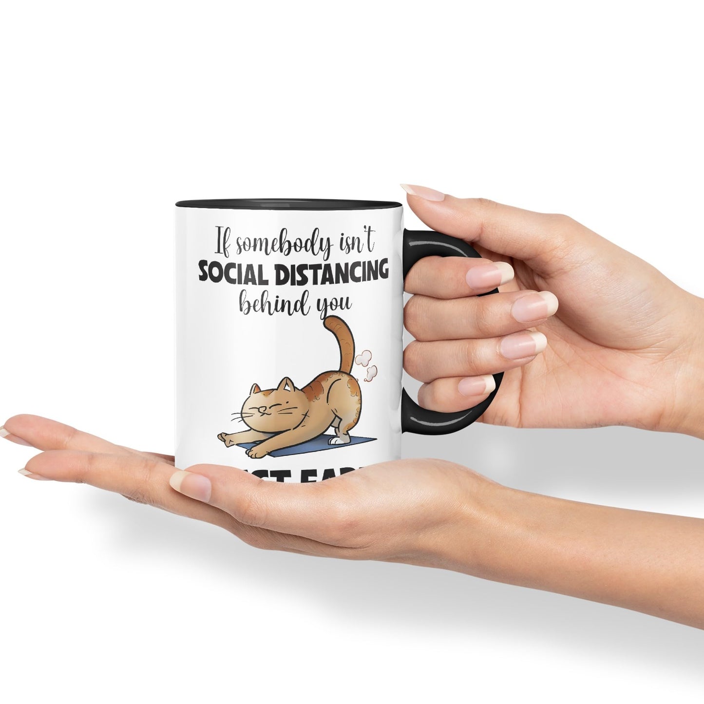 Vixar If Somebody Isn't Social Distancing Behind You Just Fart Cats Sarcastic Joke Ceramic Coloured Mug Cup for Tea Coffee Hot Brew 330ml 11oz