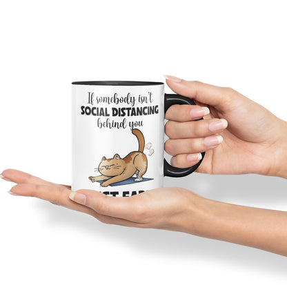 Vixar If Somebody Isn't Social Distancing Behind You Just Fart Cats Sarcastic Joke Ceramic Coloured Mug Cup for Tea Coffee Hot Brew 330ml 11oz
