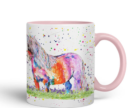 Vixar Shetland Pony Horse Pet Watercolour Art Coloured 330 ml Mug Cup Gift Birthday Work Office Tea Coffee
