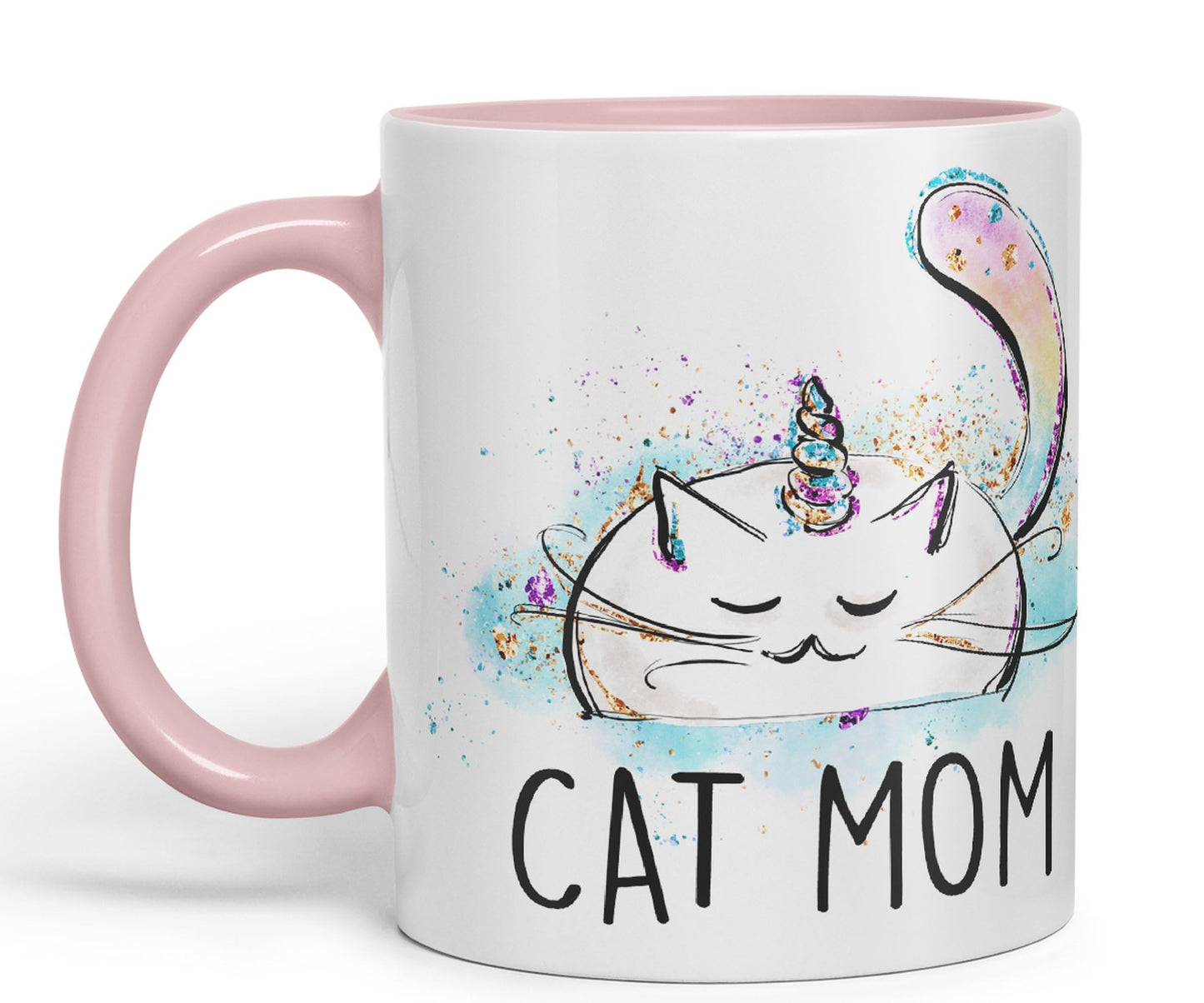 Vixar Cat Mum Unicorn Kitten Ceramic 330 ml Coloured Mug Cup Gift Tea Coffee Christmas Office Home