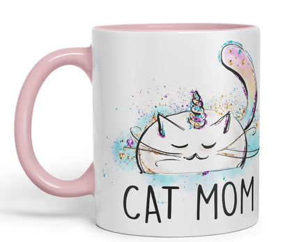 Vixar Cat Mum Unicorn Kitten Ceramic 330 ml Coloured Mug Cup Gift Tea Coffee Christmas Office Home