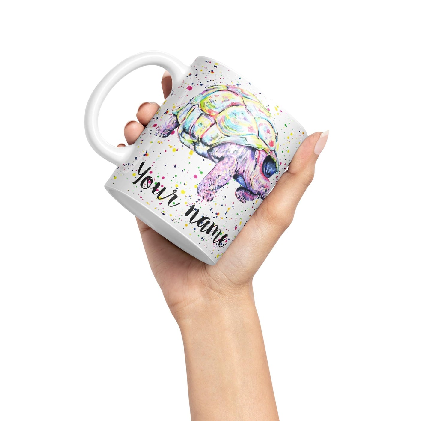 Personalised mug with Your Text name Tortoise Sea animals Watercolour Art Coloured Ceramic Mug Cup Gift 330ml 11oz Custom Work Office Tea Coffee