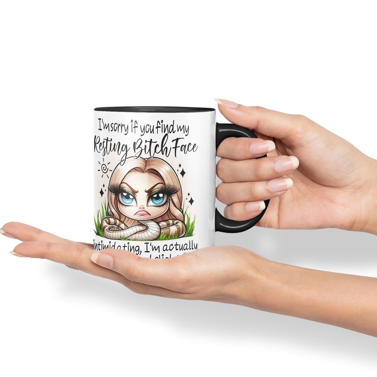 Im Sorry if You find My Resting Bitch face...,Snake Joke sarkasm Sarcastic Ceramic Coloured Mug Cup for Tea Coffee Hot Brew 330ml 11Oz Gift