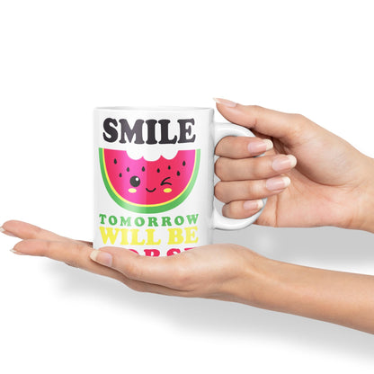 Vixar Smile Tomorrow Will be Worse Joke Ceramic Coloured Mug Cup Gift Tea Coffee Christmas Office Home Work