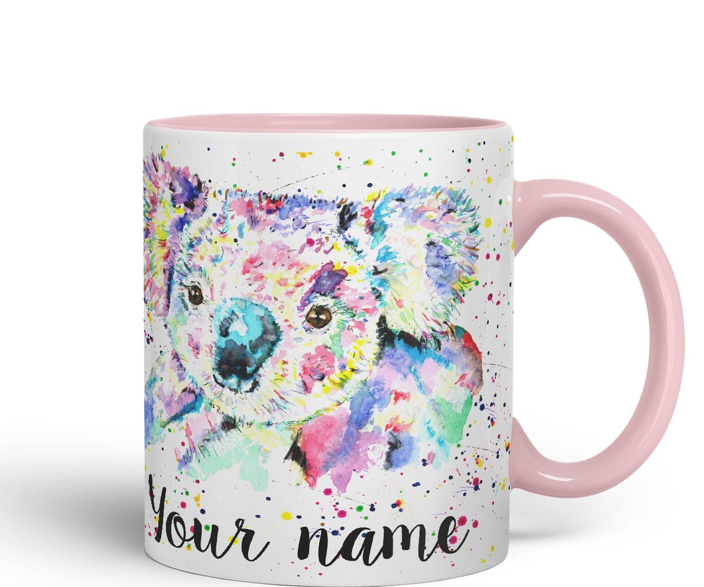 Vixar Personalised with Your Text Koala Bear Animals Watercolour Art Coloured Ceramic Mug Cup Gift 330ml 11oz Custom Work Office Tea Coffee