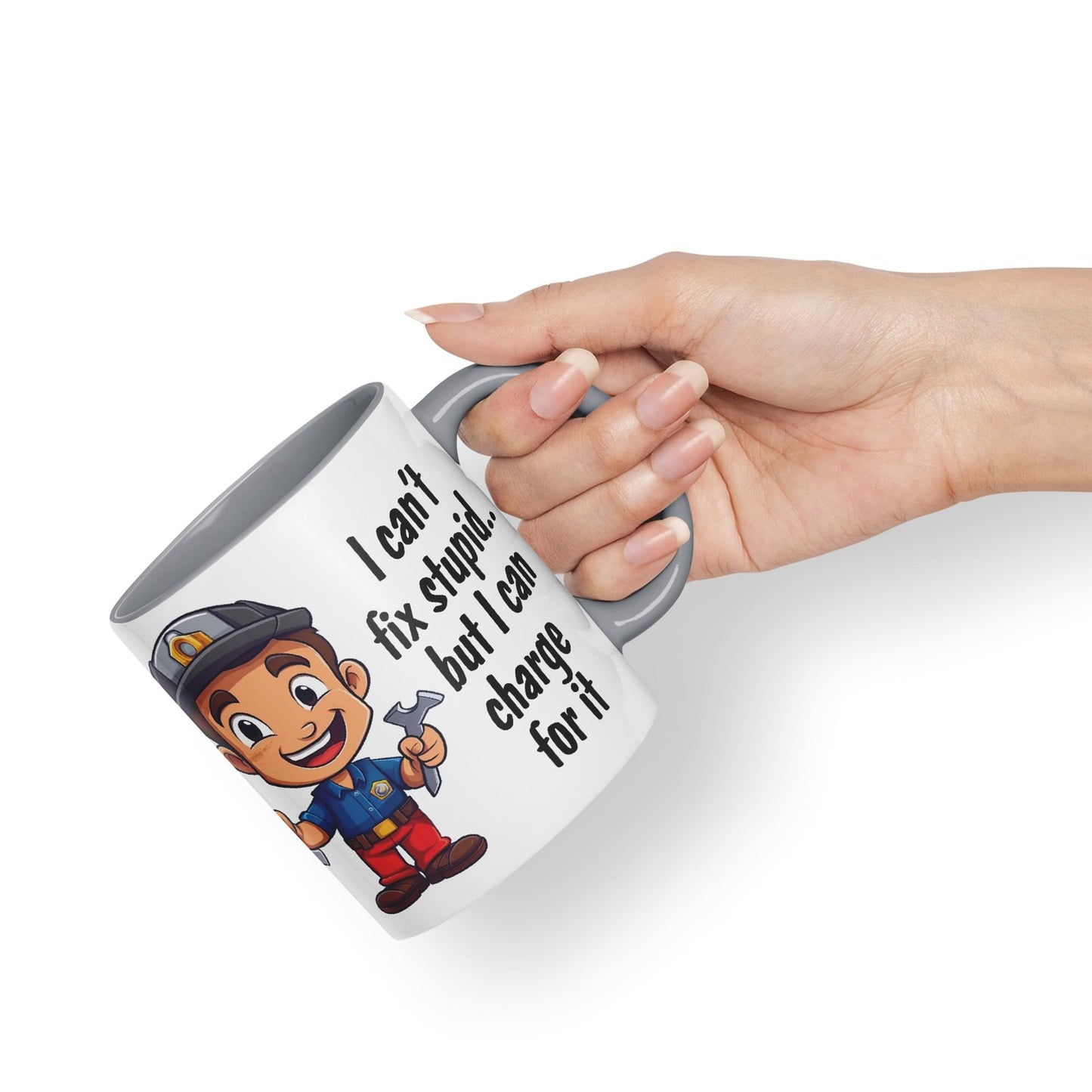 I Can't fix Stupid.. But I can Charge for it, Joke Sarcastic Ceramic Coloured Mug Cup for Tea Coffee Hot Brew 330ml 11Oz