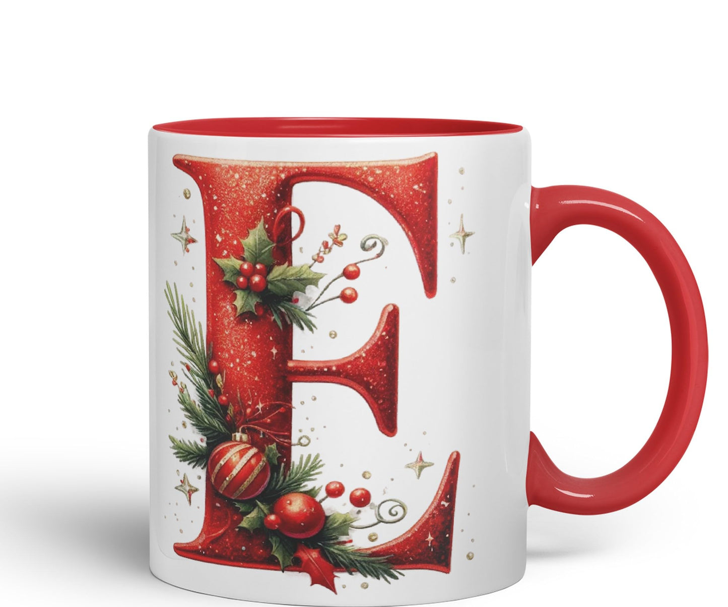 Red Letter ChristmasDesigns Alphabet Monogram Lettersjoke sarkasm Sarcastic Ceramic Coloured Mug Cup for Tea Coffee Hot Brew 330ml 11Oz Gift