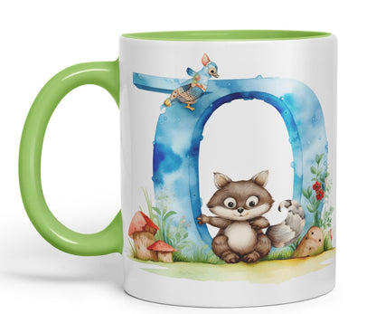 Letter Q mug, Animals Alphabet Letter Q Monogram animal for kids Ceramic Coloured Mug Cup for Tea Coffee Hot brew 330ml 11Oz Gift