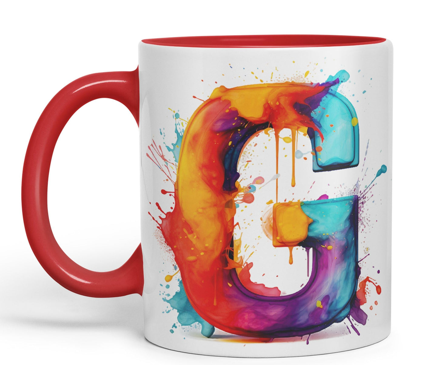 Letter G mug, Alphabet Letter G Monogram watercolour Ceramic Coloured Mug Cup for Tea Coffee Hot brew 330ml 11Oz Gift