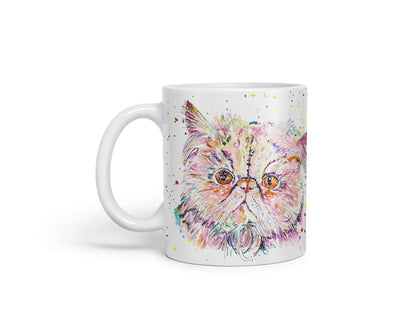 Vixar Persian Cat Kitten Pet Animals Watercolour Art Coloured Mug Cup Gift Birthday Work Office Tea Coffee