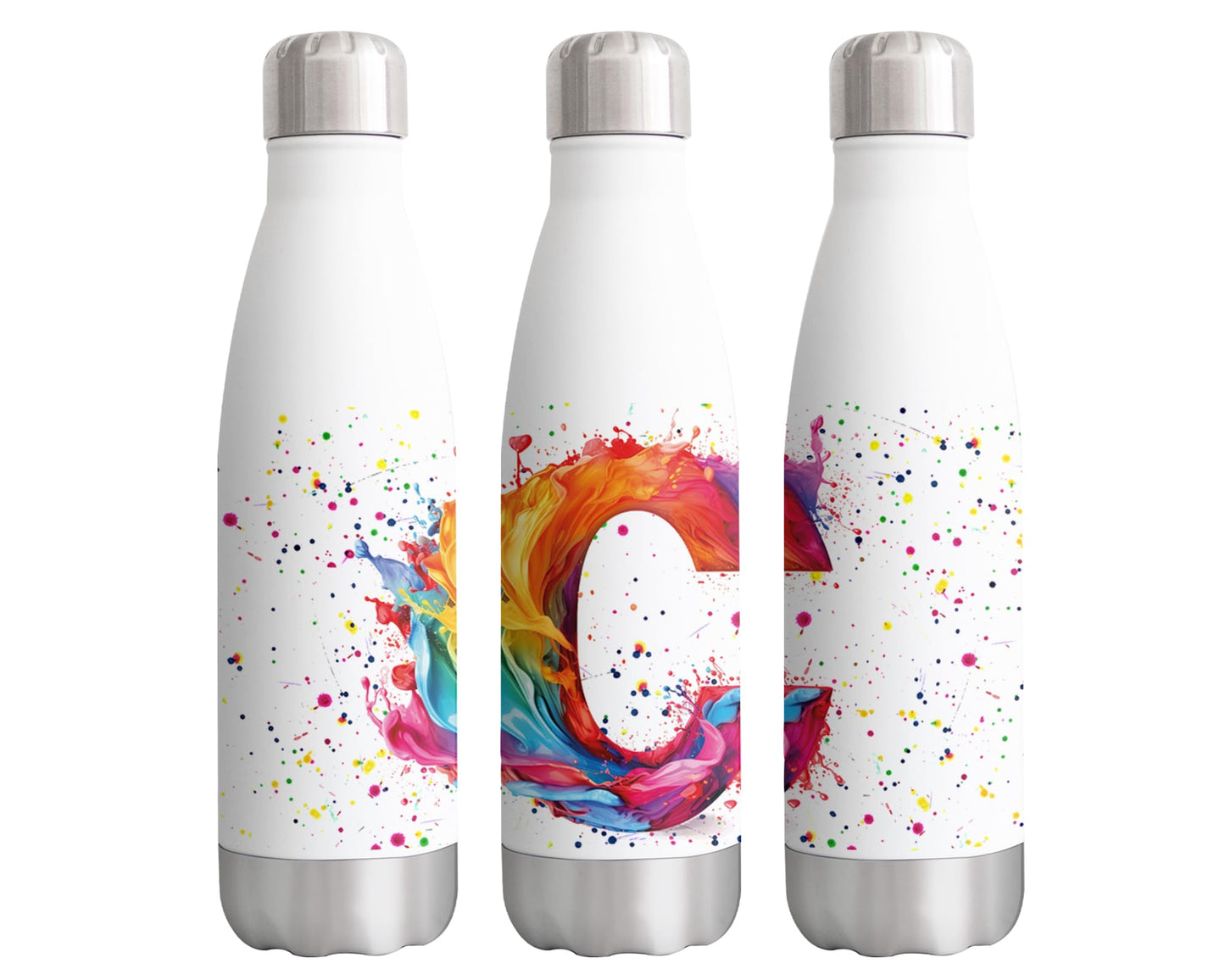 Letters Alphabet A-Z Monogram Watercolour Bottle double Wall insulated Stainless steel sport Drinks 500ml