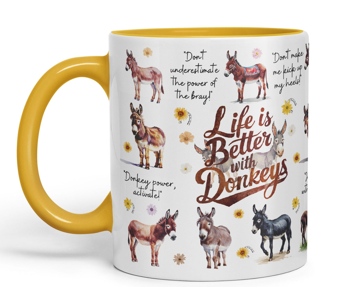 Life Better with Donkeys Joke sarkasm Sarcastic Ceramic Coloured Mug Cup for Tea Coffee Hot Brew 330ml 11Oz Gift