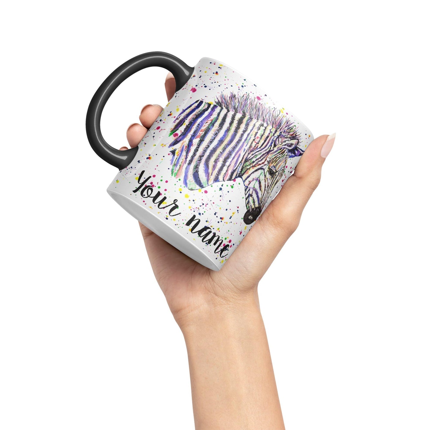 Vixar Personalised with Your Text Zebra Wildlife Animals Art Coloured Ceramic Mug Cup Gift 330ml 11oz Custom Work Office Tea Coffee