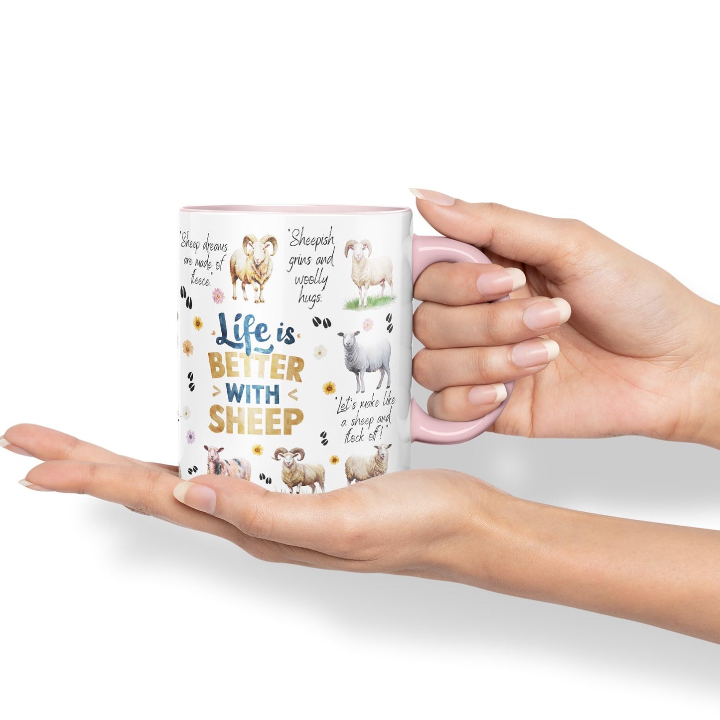 Life Better with Sheep Joke sarkasm Sarcastic Ceramic Coloured Mug Cup for Tea Coffee Hot Brew 330ml 11Oz Gift