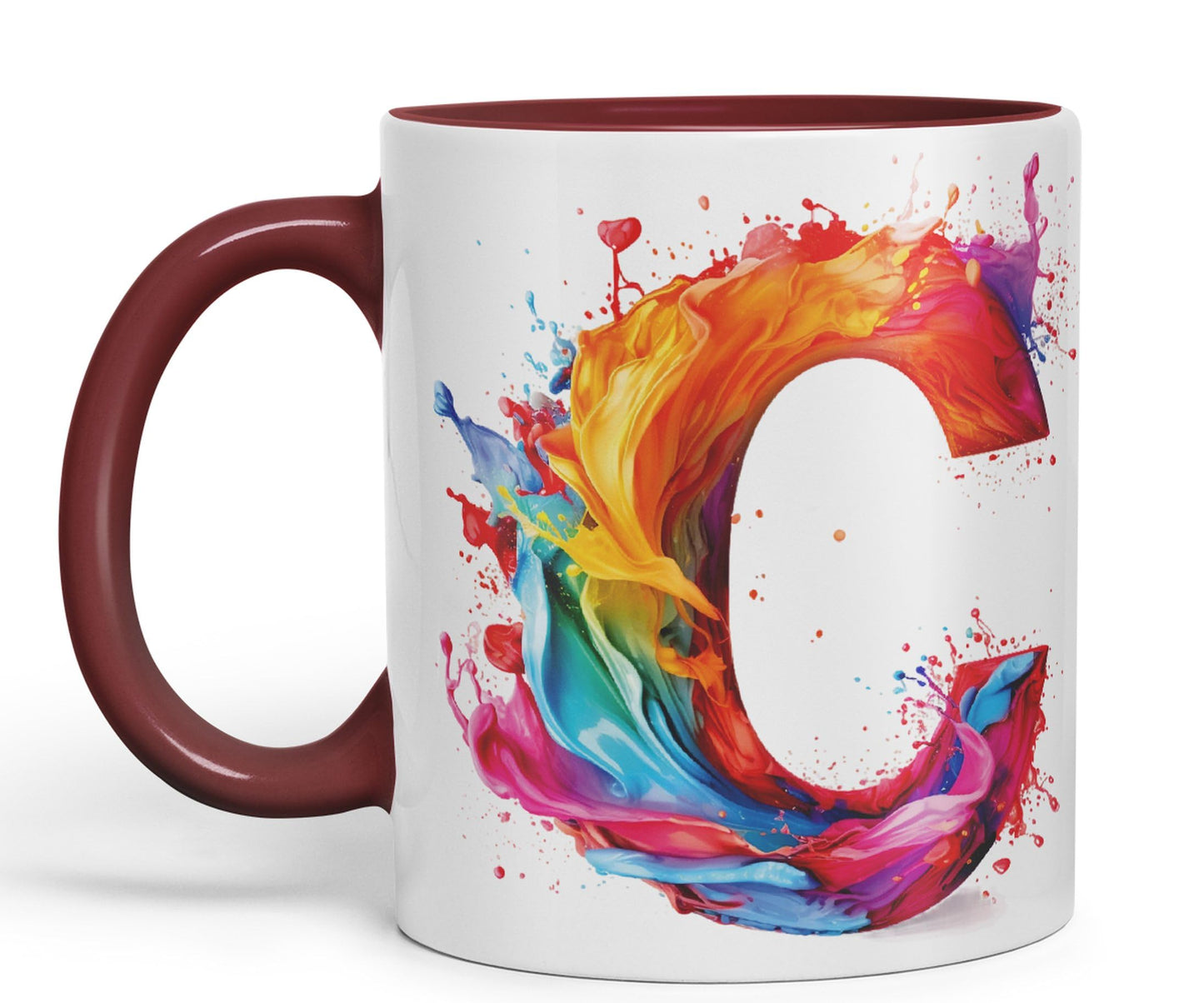 Letter C mug, Alphabet Letter C Monogram watercolour Ceramic Coloured Mug Cup for Tea Coffee Hot brew 330ml 11Oz Gift