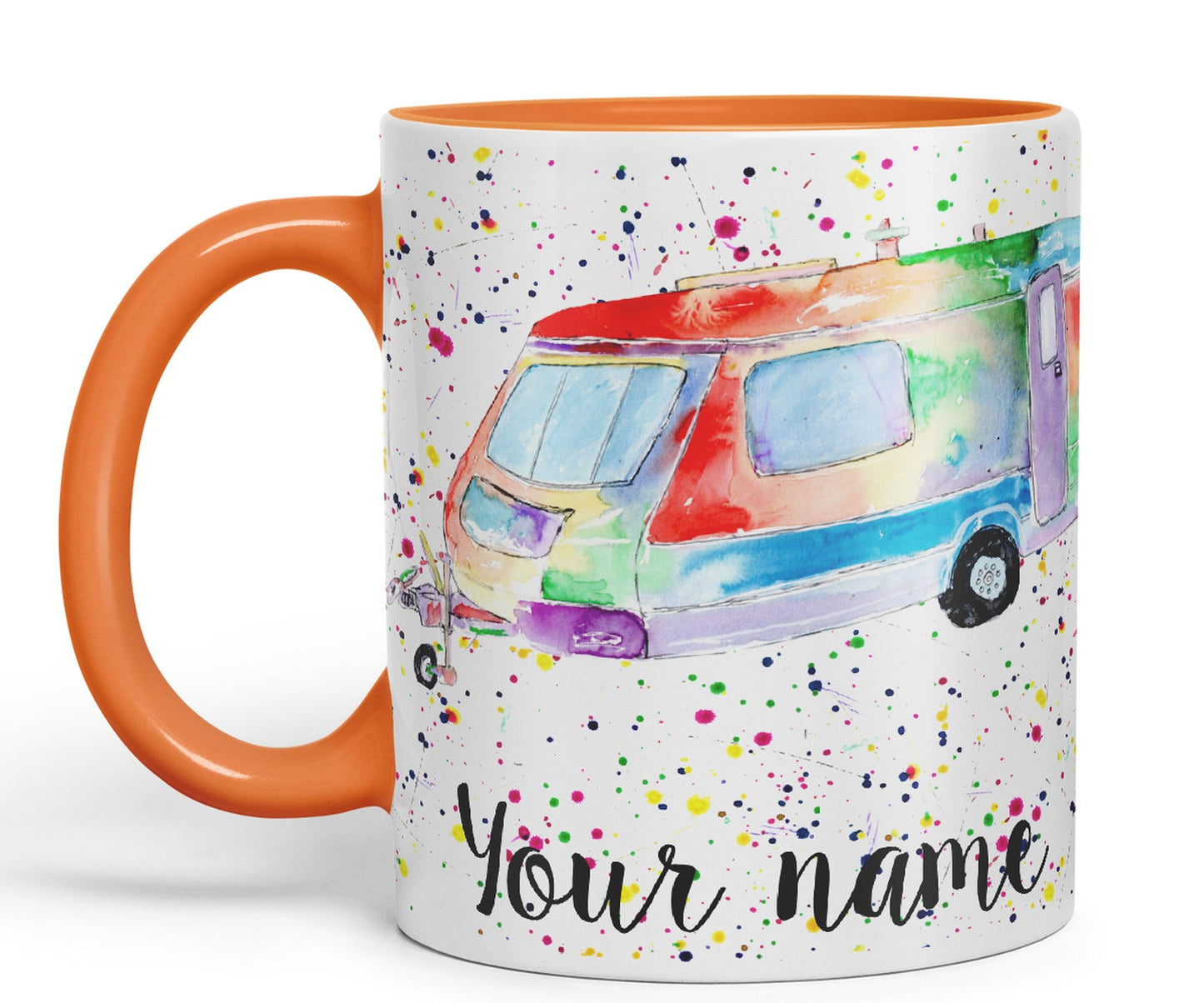 Vixar Personalised with Your Text Tourer Caravan Holiday Home Art Coloured Ceramic Mug Cup Gift 330ml 11oz Custom Work Office Tea Coffee