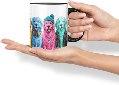 Vixar Golden Retriever Dog Mug – Cute Golden Retriever Coloured Ceramic Mug Cup Gift, 11oz (Black)