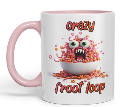 Crazy Froot Loop breakfest Joke sarkasm Sarcastic Ceramic Coloured Mug Cup for Tea Coffee Hot Brew 330ml 11Oz Gift