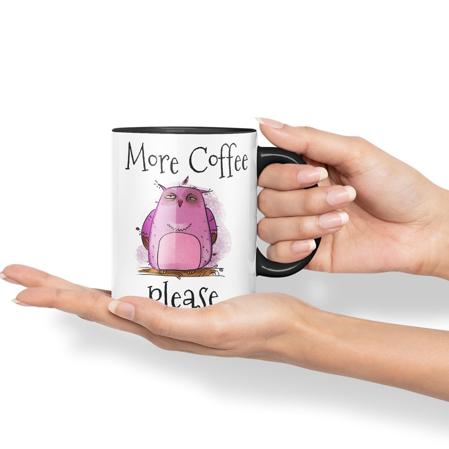 Vixar More Coffee Please owl Ceramic Coloured Mug Cup Gift Tea Coffee Christmas Office Home Joke Sarcastic