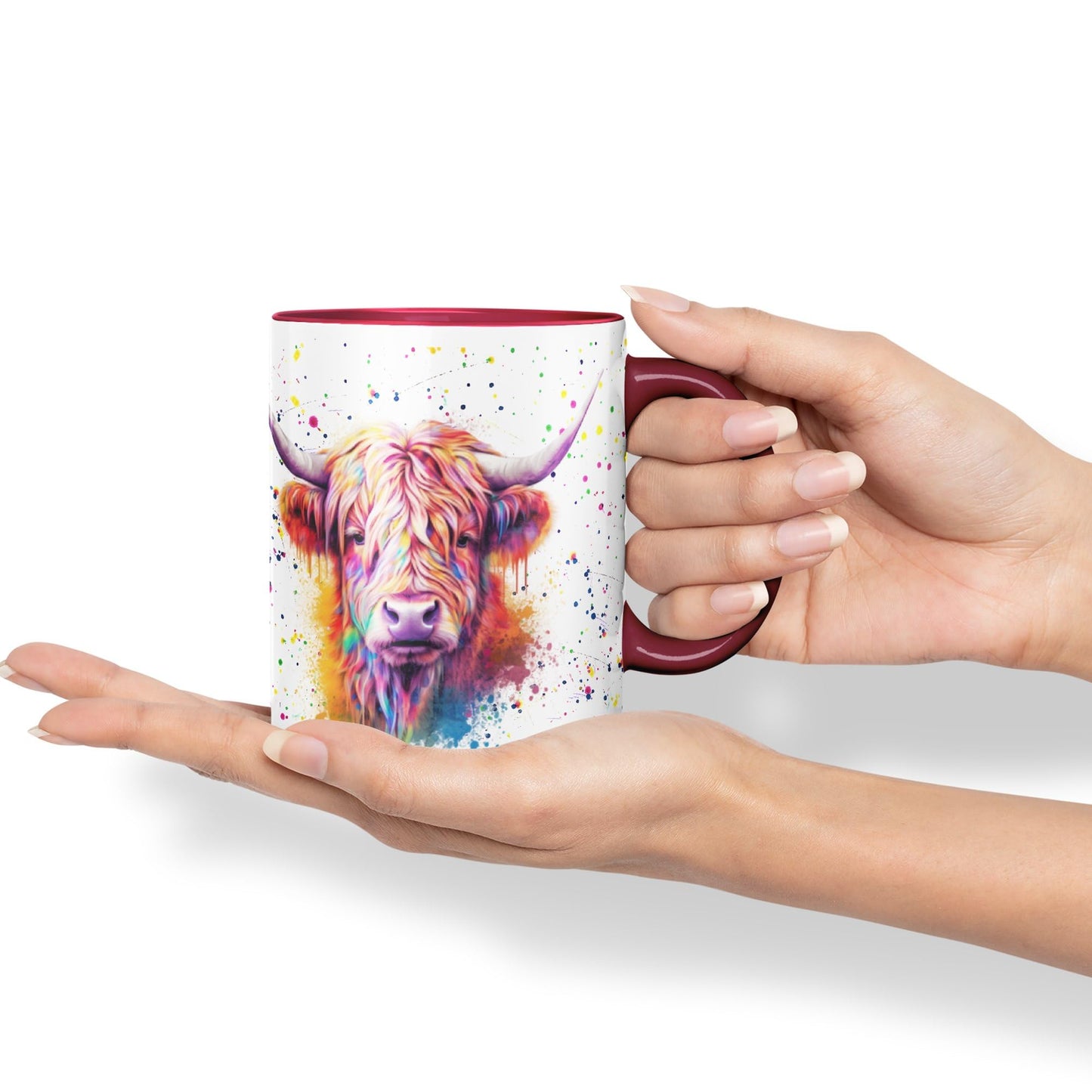 Highland Cow Scottish Farm Animals Watercolour Art Coloured 330 ml Mug Cup Gift Birthday Work Office Tea Coffee (hc4)